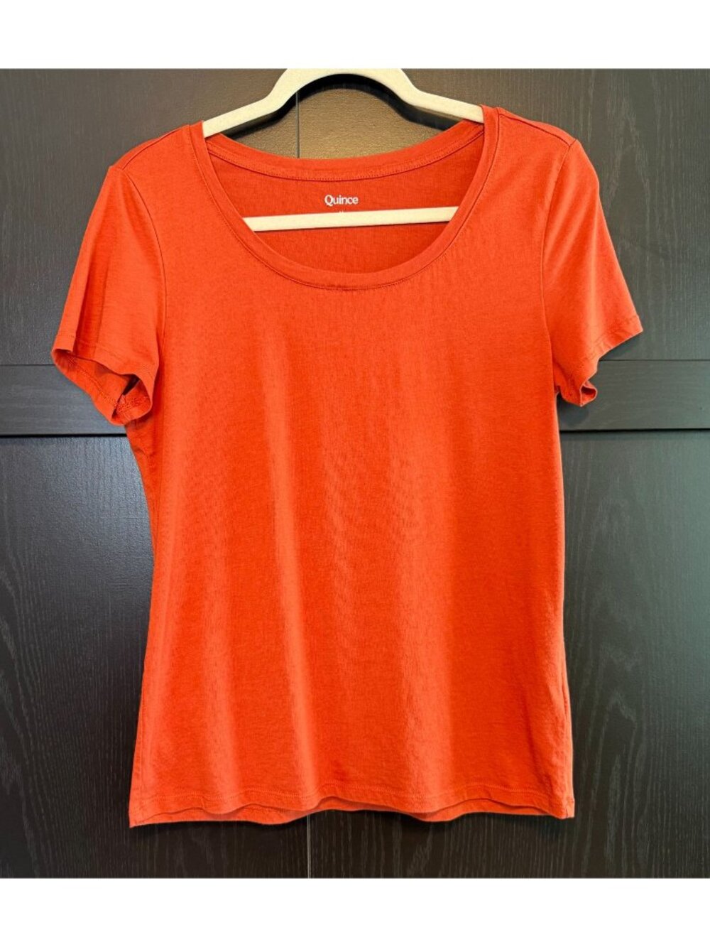 Quince Women's Cotton Modal Scoop Neck Burnt Sienna Short Sleeve Top Medium